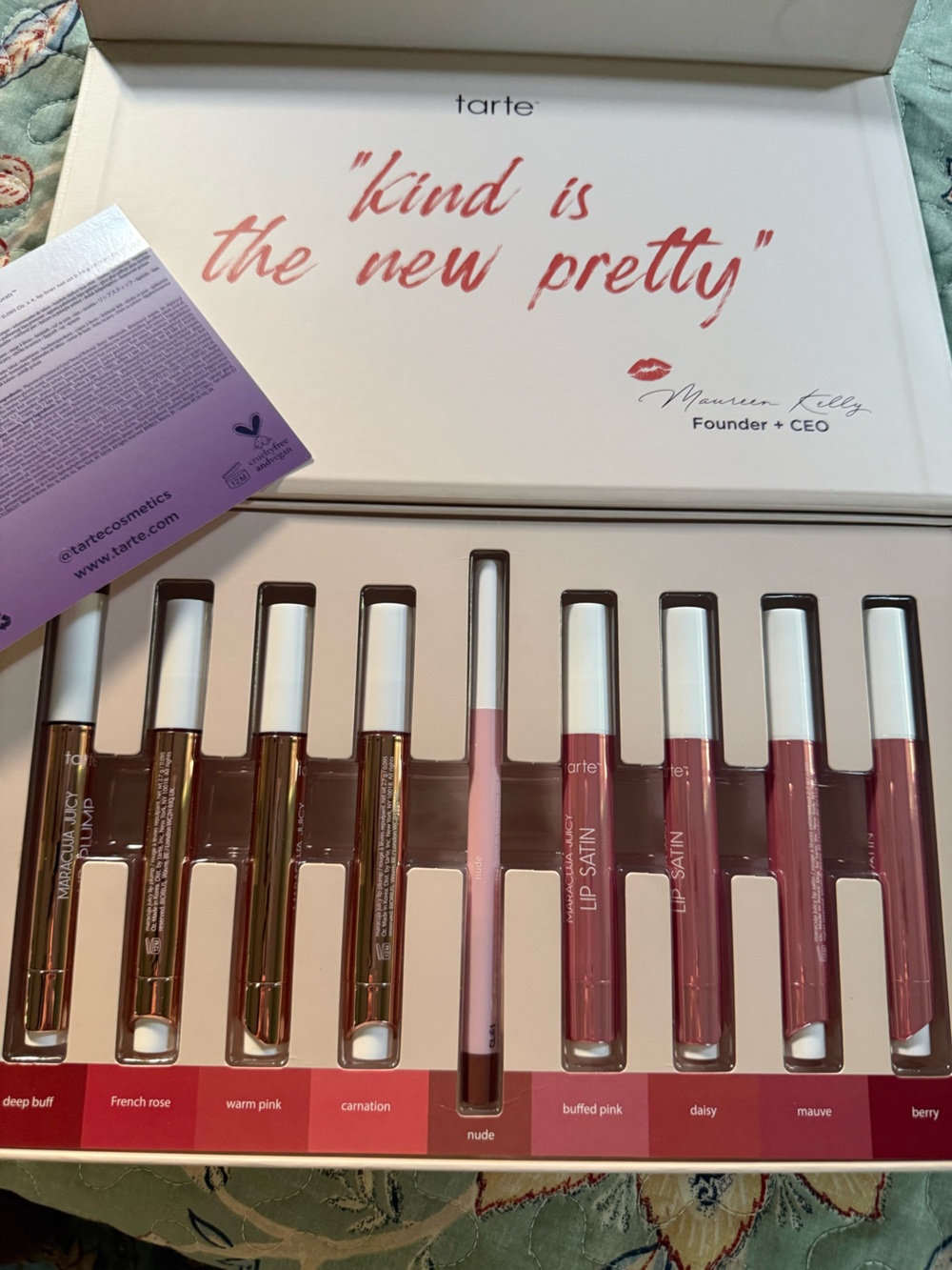 Tarte performance naturals Maracuja Juicy Lip Satin Set - Pink & Nude Mix 9pce
